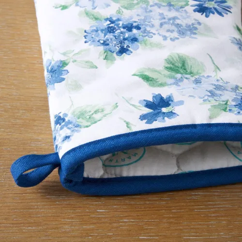 Miniatura 6 de Martha Stewart Juego de 2 manoplas de horno y agarraderas florales ámbar, azul/verde, OM: 7"x13" y PH: 7"x10