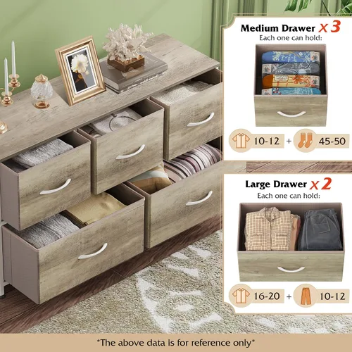 Miniatura 5 de WLIVE - Cómoda para dormitorio con 5 cajones, cómoda ancha de tela, torre organizadora de almacenamiento con cajones de tela para armario, sala