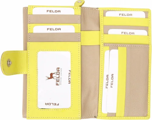 Miniatura 6 de Cartera RFID de cuero genuino para mujer multicolor 19 ranuras para tarjetas
