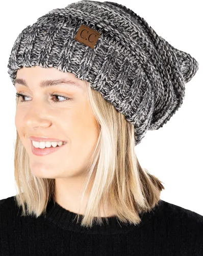 Miniatura 45 de Funky Junque Gorro de moda de punto trenzado de talla extragrande, grueso, abrigado, suave y holgado