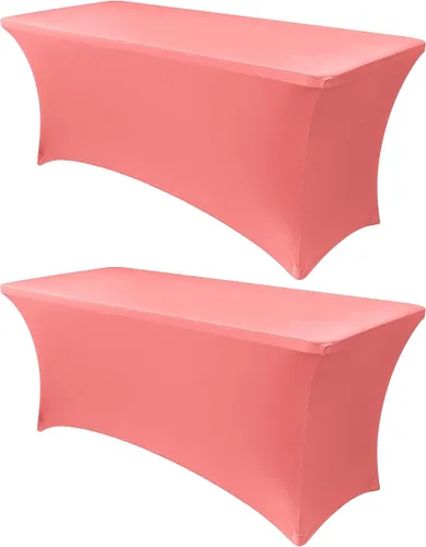 Miniatura 88 de Obstal Funda de mesa de elastano elástica de 4 pies para mesas plegables estándar, paquete de 2 manteles rectangulares universales ajustables