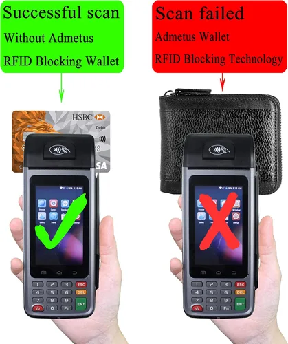 Miniatura 13 de Admetus Billeteras con bloqueo RFID para hombre, billetera de cuero con cremallera para hombres con tarjetero RFID plegable