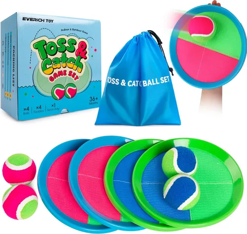 Miniatura 18 de Juego de pelota para lanzar y atrapar mejorado, juegos al aire libre para niños, rellenos de calcetines para juegos familiares, juguetes de playa