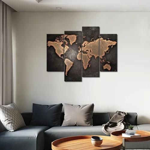 Miniatura 5 de Mapa general del mundo en fondo negro, arte para pared, pintura, foto, impresión en lienzo, imagen para decoración moderna del hogar