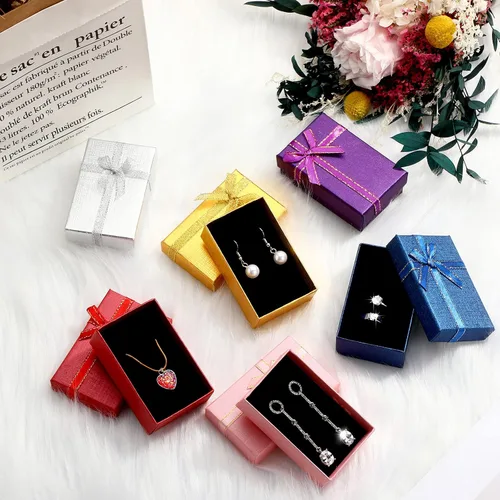 Miniatura 6 de Marspark Cajas de regalo pequeñas de joyería, caja de regalo vacía a granel con lazos, collares, pulseras, cajas de embalaje para cumpleaños, bodas