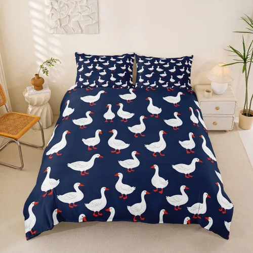 Miniatura 45 de Erosebridal Funda de edredón para niños y niñas, diseño de pato amarillo, diseño de patos de dibujos animados, juego de ropa de cama de animales