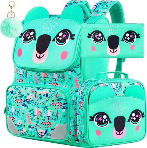 Miniatura 17 de KLFVB Mochila de 3 piezas para niñas y niños, bolsa de libros de dinosaurio de unicornio de 15 pulgadas con lonchera, bolsa escolar preescolar