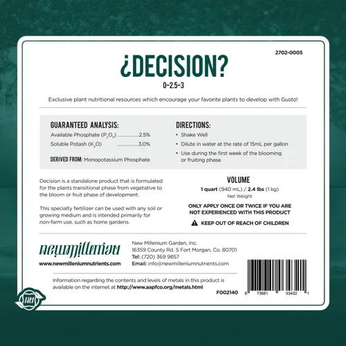 Miniatura 3 de New Millenium Decisión - Fertilizante independiente - 32oz