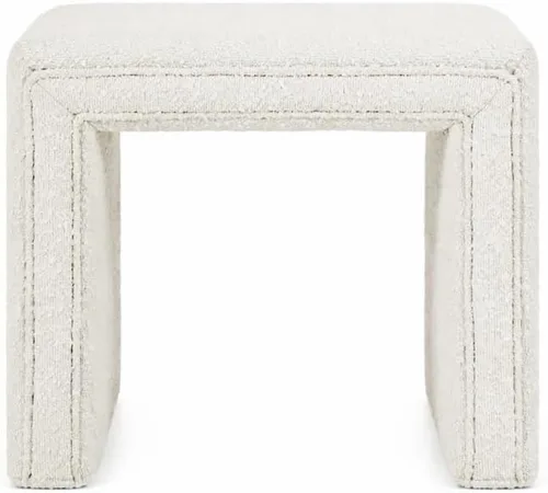 HomePop Otomana moderna copetuda de canal | Decoración del hogar Homepop | Otomana para sala de estar y dormitorio, color crema Boucle