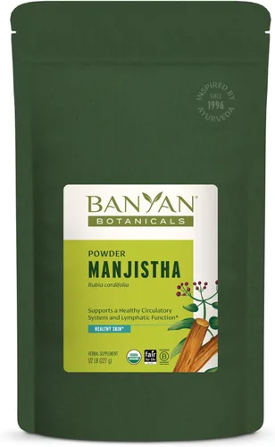 Banyan Botanicals - Polvo Manjistha - Polvo orgánico con certificación USDA - Base de rubia cordifolia - Limpia la sangre y la linfa - Ayurveda, 1