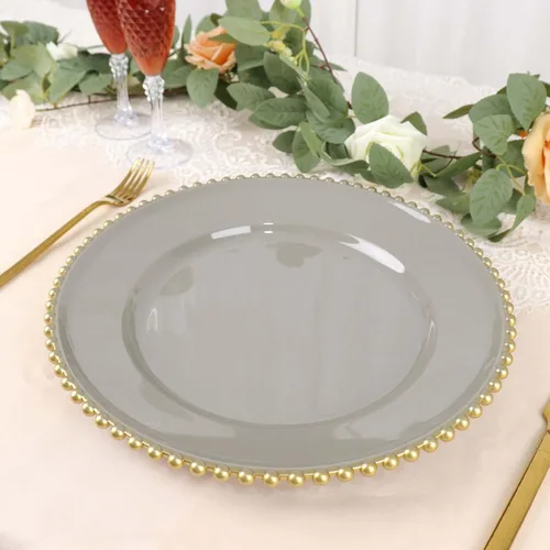 Miniatura 58 de Efavormart - Paquete de 10 platos de postre de plástico transparente rubor con borde de cuentas, platos redondos desechables para ensalada, 8