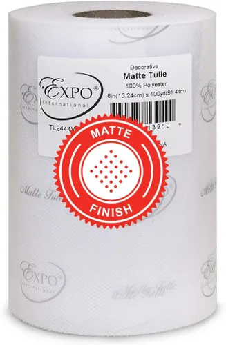 Miniatura 49 de Expo International Tul mate decorativo, rollo/carrete de 6 x 100 yardas, tela de tul de poliéster ligera para tutús, disfraces y decoraciones