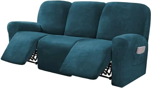 Miniatura 8 de Funda para sofá reclinable de 8 piezas, terciopelo elástico para sofá reclinable de 3 plazas, funda suave y gruesa para sofá reclinable, protector