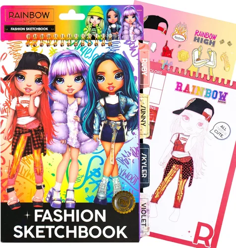 Miniatura 10 de Horizon Group USA 210933 - Cuaderno de bocetos de moda Rainbow High Scratch 'n Style, arte para rascar, libro para colorear, incluye plantillas
