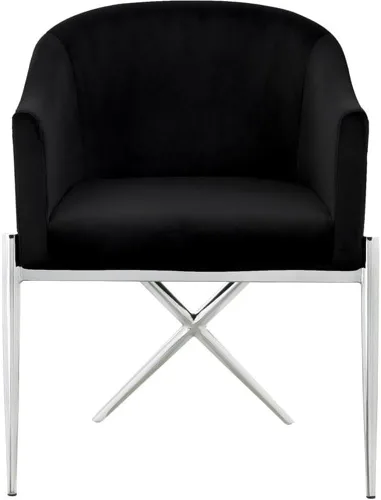 Miniatura 5 de Meridian Furniture Xavier Collection Modern Silla de comedor tapizada de terciopelo contemporáneo con patas de acero resistentes en forma de X