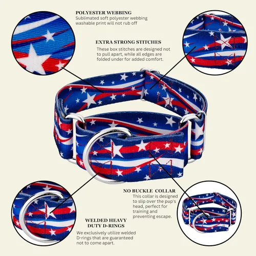 Miniatura 8 de Country Brook Petz HossFit Jr - Collar ancho de Martingala para perro, colección Americana con diseños patrióticos (celebración americana, mediano)