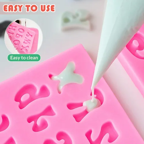 Miniatura 5 de HKMTT - Moldes de letras de silicona para fondant de chocolate, tamaño mini para mayúsculas y minúsculas del alfabeto, decoración de números