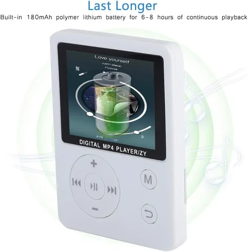 Miniatura 4 de MP3 portátil ligero y delgado, reproductor de música MP4 con altavoz auricular HiFi sin pérdida de sonido y ranura para tarjeta TF, reproductor