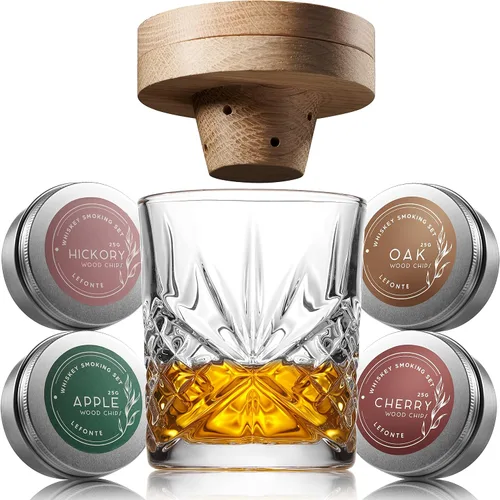 Juego completo de ahumador de cóctel, juego de ahumador de vasos de whisky, kit de ahumador de cóctel con virutas de madera, cócteles antiguos,