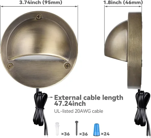Miniatura 6 de LEONLITE Paquete de 12 luces LED de bajo voltaje, 2.3 W, 170 lúmenes, luz de barandilla de escalera de paisaje con 12-36 V CA/CC, aluminio fundido a