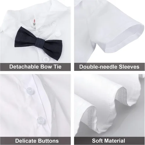 Miniatura 4 de A&J DESIGN Traje de caballero para bebé, 2 piezas, camisa y pantalones