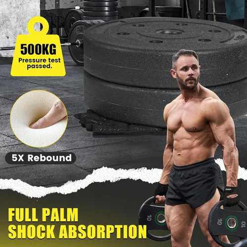 Miniatura 3 de HOZMOZ Guantes ventilados para levantamiento de pesas, guantes de gimnasio gruesos y acolchados con protección completa de la palma, agarre