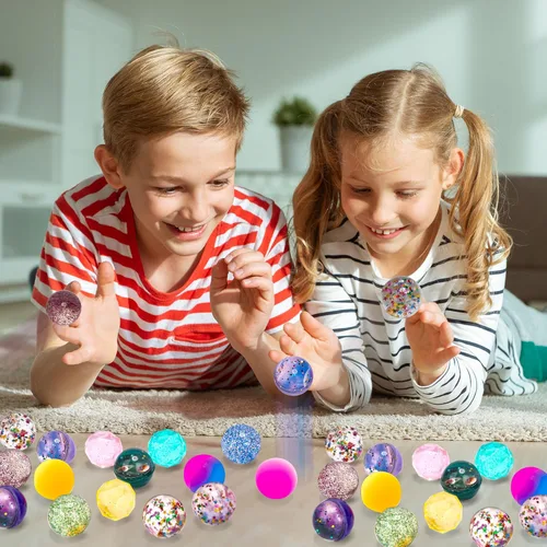 Miniatura 6 de Pllieay 15 piezas de bolas rebotadoras para niños con bolsa de almacenamiento, 5 estilos de bolas rebotadoras de 32 mm al por mayor para niños