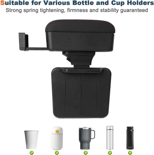 Miniatura 6 de Reposabrazos para automóvil, altura ajustable con orificio telescópico ajustable, extensor de reposabrazos suave y cómodo, material ABS, codo, cojín