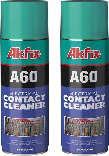 Akfix Spray limpiador de contacto eléctrico A60 (2 x 12 oz.) – Limpiador de contacto electrónico, limpiador en seco para fundente y otros