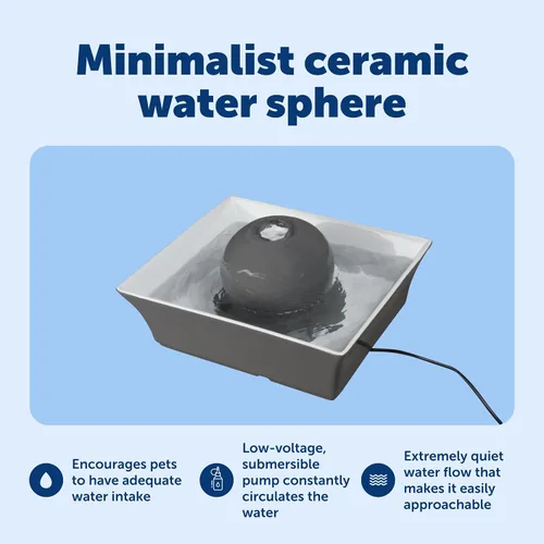 Miniatura 4 de PetSafe Drinkwell - Fuente de agua de cerámica para mascotas, dispensador automático silencioso de 70 onzas para gatos y perros con filtros, diseño