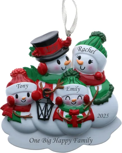 Miniatura 13 de Adorno de Navidad familiar 2025 – Adorno personalizado para familias – Adorno familiar de muñeco de nieve personalizado – Decoración de árbol