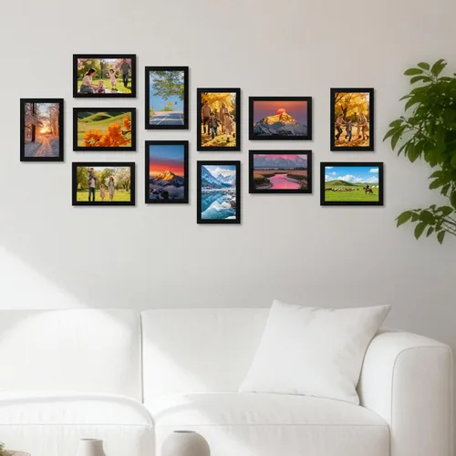 Miniatura 7 de Juego de 12 portarretratos negros de 4 x 6 pulgadas para mostrar fotos de 4 x 6 pulgadas, collage de múltiples marcos de 4 x 6 pulgadas para pared