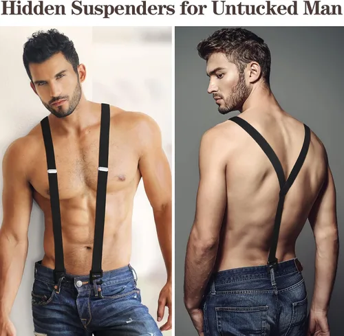 Miniatura 4 de 2 piezas de tirantes ocultos para hombre, tirantes de senderismo, tirantes de ropa interior para hombres sin meter, pantalones de esquí de invierno