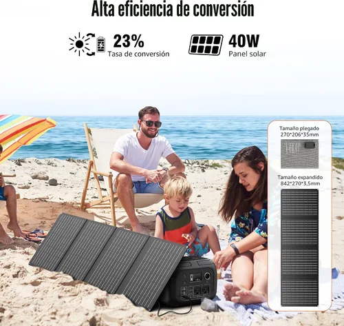 Miniatura 4 de Generador de energía solar de 300 W pico/70400 mAh, estación de energía portátil de 260 Wh con paneles de 40 W incluidos, generador solar con salida