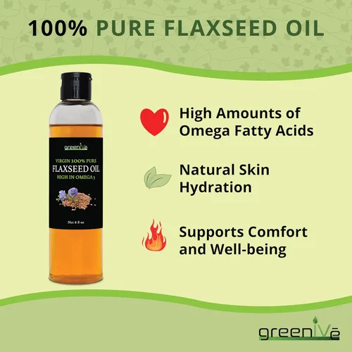 Miniatura 7 de GreenIVe Aceite de semilla de lino cultivado orgánicamente100% puro, prensado en frío, ácidos grasos omega veganos altos (8 onzas líquidas)