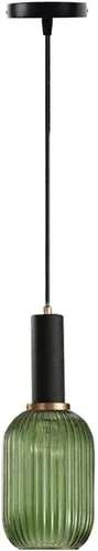Miniatura 8 de Lámpara colgante negra y pantalla de luz a rayas de vidrio, iluminación colgante moderna para isla de cocina, casa de campo, luces colgantes