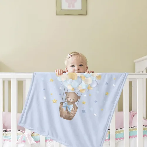 Miniatura 5 de Manta para envolver al género con oso neutro, manta de bebé personalizada con nombre de bebé, bebé, bebé, cochecito para bebé, manta para niños
