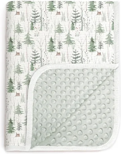 Miniatura 17 de lulumoon Mantas para Bebé Unisex para Recién Nacidos: Respaldo Térmico Minky con Puntos - Manta de Recepción de Muselina para Esenciales de Bebé