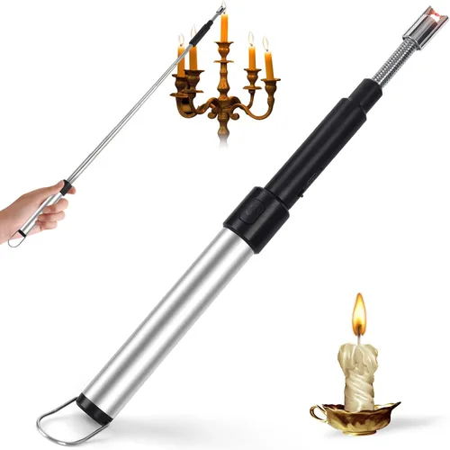 Miniatura 9 de Encendedores de arco para velas, cuello largo y flexible, 27.6 in, recargable, telescópico, eléctrico, sin llama, para cocina, chimenea, piloto