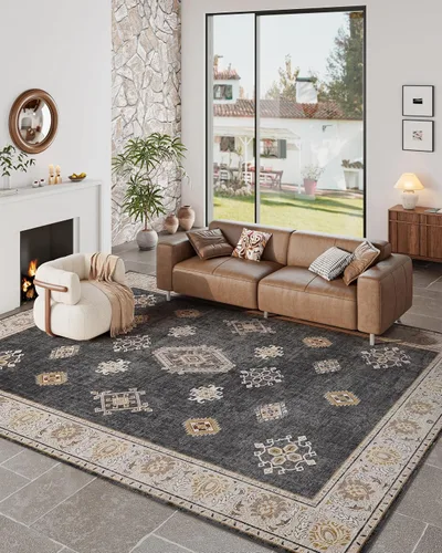 Miniatura 12 de ILANGO Alfombras de Área de Yute para Exteriores, Alfombras Tejidas Lavables para Patio 5'x7', Alfombras Naturales de Estilo Rústico para Áreas