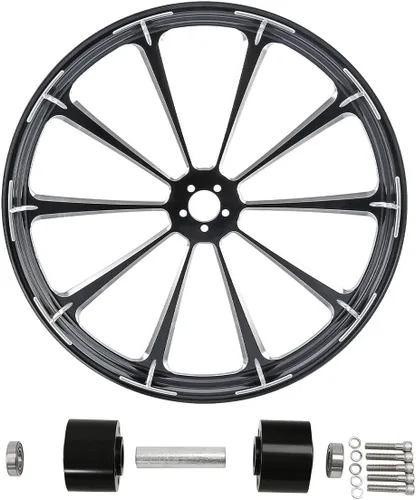 Miniatura 15 de TCMT Llanta de rueda delantera de 26 pulgadas, buje de rueda de doble disco para Harley Touring modelos no ABS/ABS, Road King Electra Street Road