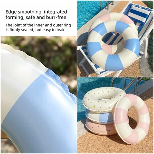 Miniatura 3 de Flotadores de piscina para niños de 5 a 10 años, tubos inflables con rayas simples, bonitos anillos de natación, flotadores, juguetes acuáticos