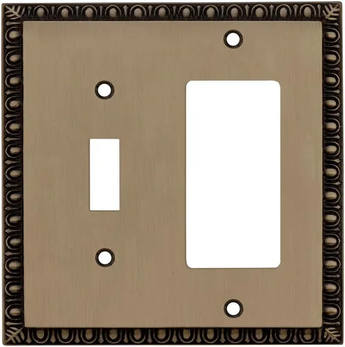 Miniatura 64 de Nostalgic Warehouse Egg & Dart Deco - Cubierta para placa de interruptor de salida eléctrica Bronce intemporal