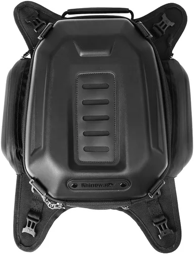Miniatura 7 de Rhinowalk Bolsa de tanque para motocicleta, 15-18L expandible, almacenamiento impermeable para todo clima, fibra de carbono, color negro