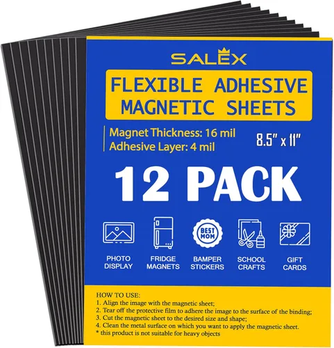 Miniatura 19 de Imanes para tarjetas de visita despegar y pegar de 2 x 3.5 pulgadas, 50 hojas magnéticas fuertes con respaldo adhesivo para hacer imanes flexibles