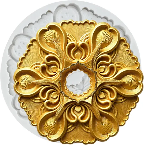 Miniatura 16 de Moldes de silicona estilo barroco con espirales, moldes de encaje, moldes de flores en relieve, molde de filigrana para decoración de pastel