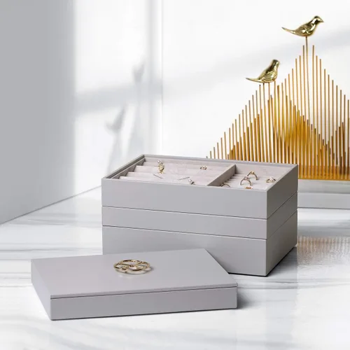 Miniatura 5 de Vlando - Bandeja apilable para joyas, multiusos, almacenamiento y organizador para aretes, collares, pulseras, anillos.