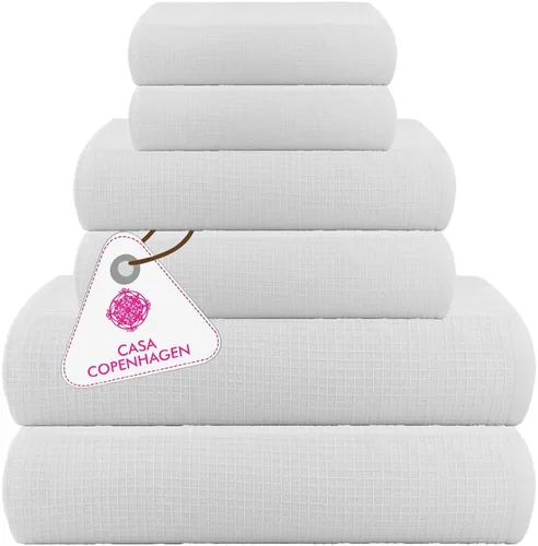 Miniatura 16 de CASA COPENHAGEN Solitaire Juego de 6 toallas - Negro, 600 GSM 2 toallas de baño 2 toallas de mano 2 toallitas, diseñadas en Dinamarca, hechas