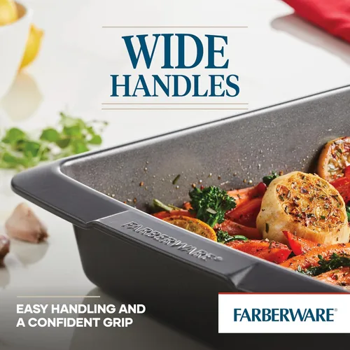 Miniatura 6 de Farberware Bakeware - Sartén antiadherente para asar con estante en U, 14.75 pulgadas x 10.75 pulgadas, color gris
