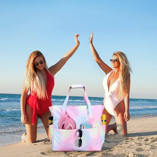 Miniatura 8 de Bolsa de playa y piscina para mujer, grande, bolsa de gimnasio con compartimento húmedo para viajes, impermeable